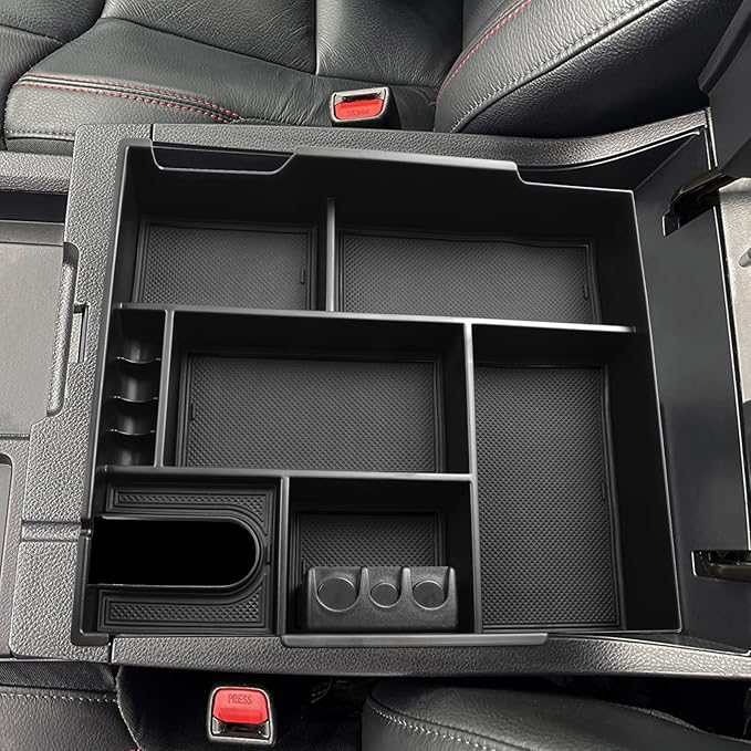 HGWEI Center Console Organizer Tray Compatible with Toyota Tundra 2014 2015 2016 2017 2018 2019 2020 2021 Tundra Interior Accessories, Armrest Secondary Storage Box Insert Tray Divider, Black