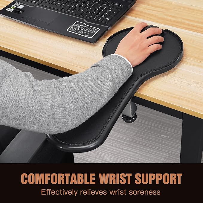Upgrade Chair arm Mouse pad, Ergonomic Arm Rest Mouse Pads for Chairs and Desk, Adjustable Mouse Tray,Forearms Pressure Relief Computer Desk Extender, Black (Black（YU8351）)