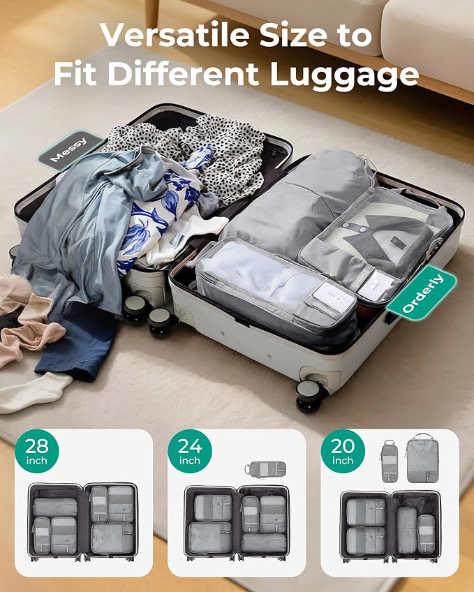BAGSMART 6 Set /4 Set/2 Set Compression Packing Cubes for Travel, Lightweight Luggage Organizer Bags, Durable Space Saver Bags Travel Essentials