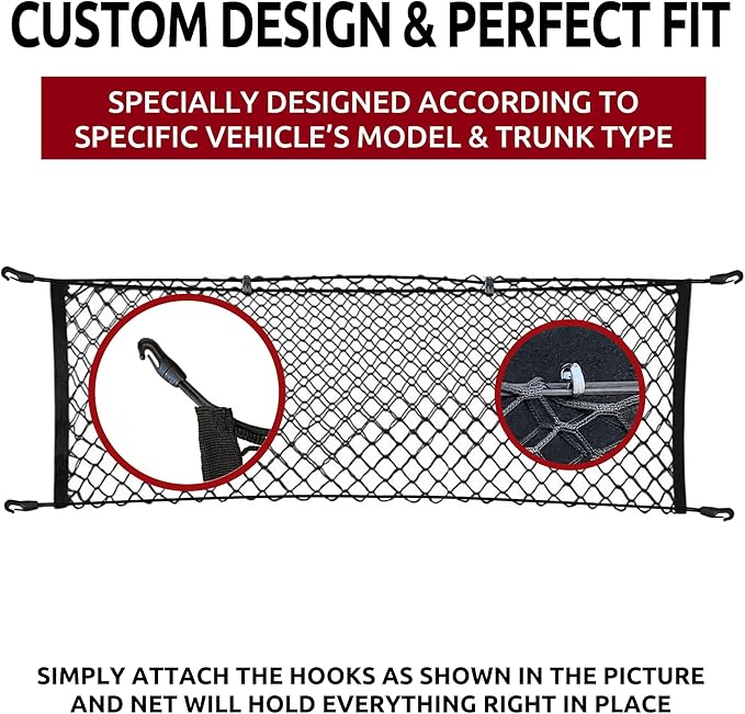 Envelope Style Automotive Elastic Trunk Cargo Net for Audi Q5 SQ5 Q5 Hybrid 2009-2024 - Premium Trunk Organizer and Storage - Luggage Net for Crossover - Car Organizer for Audi Q 5 SQ 5 Q 5
