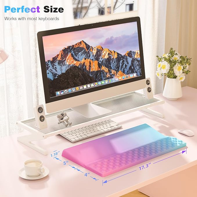 Ospelelf Keyboard Wrist Rest, Ergonomic Memory Foam Wrist Support for Typing & Gaming, Tilted Keyboard Pad, Aesthetic Desk Accessories for Office, Relief for Carpal Tunnel & Wrist Pain, Purple Blue