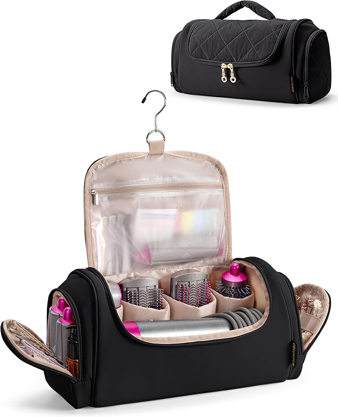 Marscamd Hair Tools Travel Bag Compatible with Dyson Airwrap Styler, Hair Tool Organzer with Hanging Hook for Multi-Stylers, Black