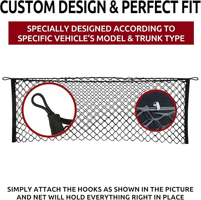 Envelope Style Automotive Elastic Trunk Mesh Cargo Net for Honda Accord 2013-2022- Premium Trunk Organizer and Storage - Luggage Net for Sedan