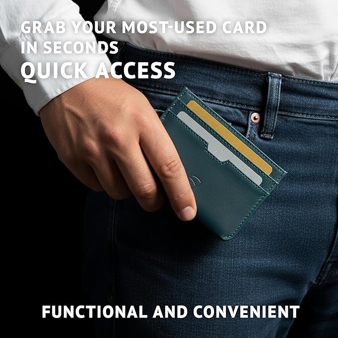 Vaultskin MOORGATE Slim Card Holder – Minimalist Leather Wallet with RFID Blocking, Front Pocket Credit Card Case for Men & Women