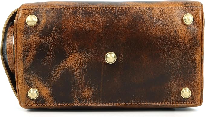 Toiletry Bag | Leather Dopp Kit for Men & Women with Multiple Compartments, Water-Resistant, Durable, Stylish | Portable Grooming Organizer for Shaving, Makeup, Essentials (Brown)