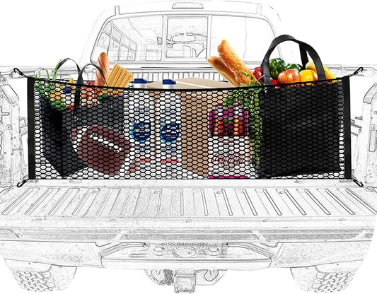 Truck Bed Cargo Net,Cargo Storage Elastic Mesh Net Organizer with Hooks,Pickup Truck Bed Grocery Holder with Hooks