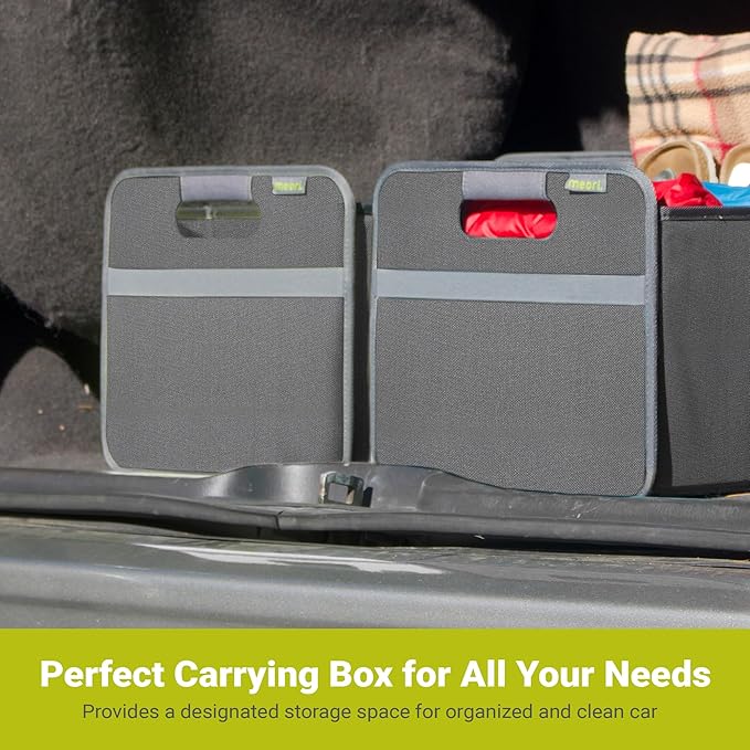 meori Large Trunk Organizer for Groceries Collapsible Granite Grey Storage Car SUV 2 Compartments
