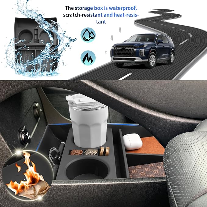 SHAOHAO 2024 2025 Palisade Lower Organizer Tray for 2023 2024 2025 Hyundai Palisade SE, SEL, XRT, Limited, Calligraphy Under Organizer Palisade 2024 2025 Accessories Insert Storage with Cup Holder