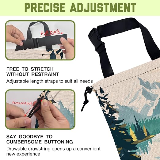 Car Trash Bag Mountain and River Forest Leak-Proof Waterproof Car Garbage Bag with Drawstring Foldable Canvas Trash Bin with Adjustable Buckle for Car Accessories, Travelling, Camping