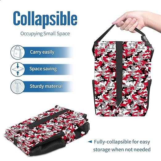 Car Trash Can Red Black White Grey Camouflage Auto Garbage Bag Car Trash Can with Lid Leak-Proof Car Storage Bag Garbage Bag Hanging for Headrest Collapsible and Portable with Storage Mesh Pocket