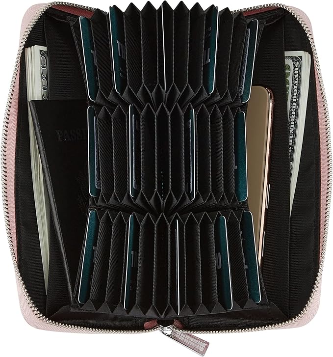 Women 36 Slots RFID Blocking Card Holder Large Long Leather Zipper Organizer Accordion Wallet