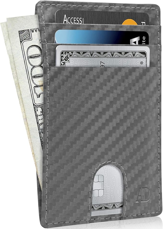 Access Denied REAL LEATHER Slim Minimalist Mens Wallet - Thin Front Pocket RFID Credit Card Holder Wallets For Men Holiday Gifts For Him
