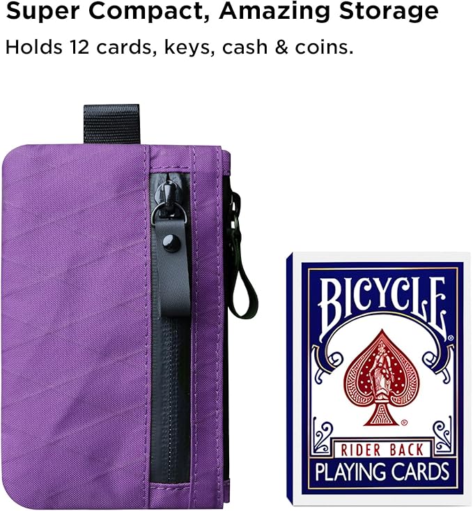ALPAKA Zip Pouch Mulberry X-Pac VX21 - RFID-Blocking Small Cash and Card Zip Wallet with Carbon Neutral, Weatherproof Fabrics, EDC Pouch for Men Travel