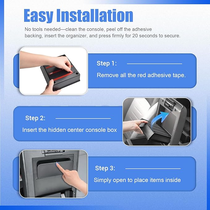 EDBETOS 2PCS 2026 4Runner Center Console Organizer for 2025 2026 Toyota 4Runner (6th Gen) Accessories Insert Tray, Armrest Hidden Storage Box Secret Compartment Press to Open and Close,ABS Black