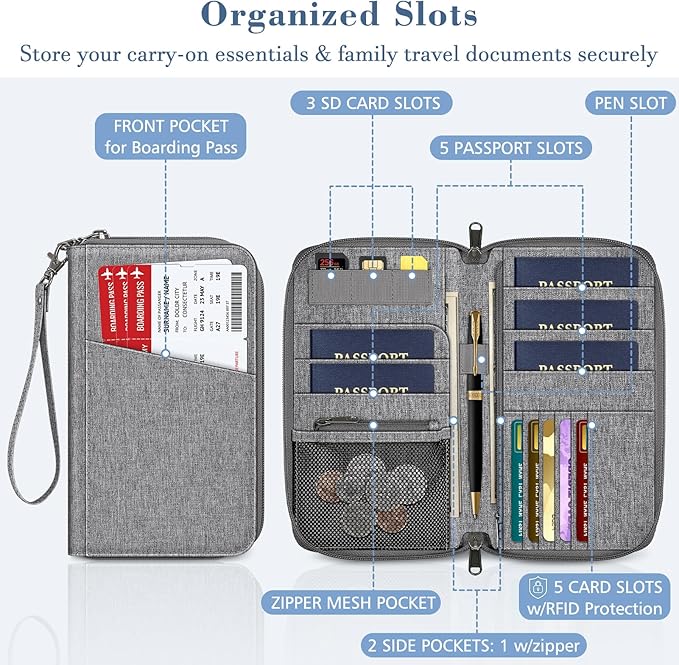 Fintie Family Passport Holder Wallet, RFID Blocking Travel Document Organizer Clutch Bag Credit Cards Case Cover for Women Men