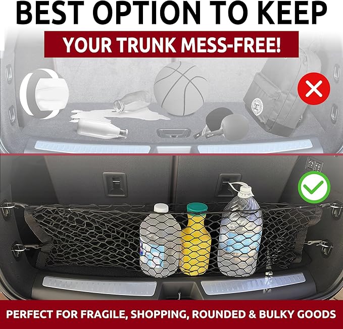 Envelope Style Automotive Elastic Trunk Mesh Cargo Net for Cadillac XT6 2020-2025, 2026 - Premium Trunk Organizers and Storage - Luggage Net for SUV