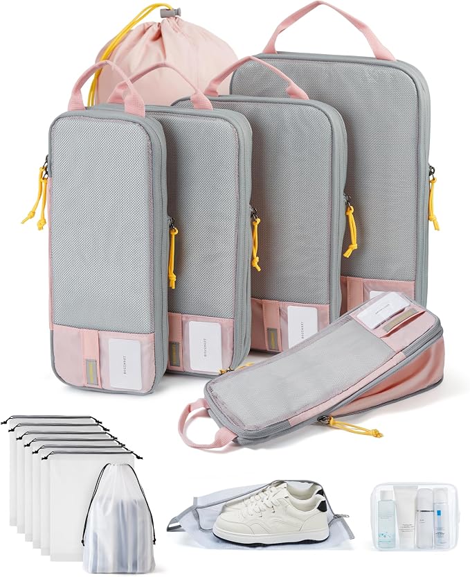 BAGSMART 6 Set /4 Set/2 Set Compression Packing Cubes for Travel, Lightweight Luggage Organizer Bags, Durable Space Saver Bags Travel Essentials