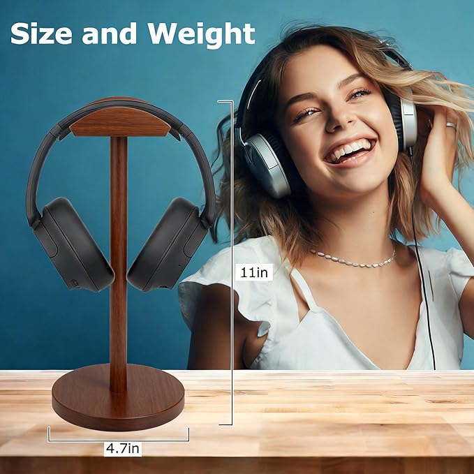 Universal Headphone Hanger Holder Organizer Keeper Racks Storage for Desk Gaming Headset Stand Premium Functional Craftmanship Headset Stand Accessories Walnut