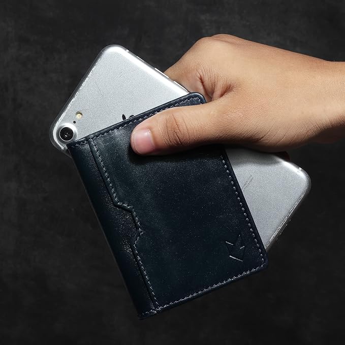 FOXHACKLE Full Grain Leather Credit Card Holder for Men and Women, Slim Bifold RFID Blocking Wallet, Thin Front Pocket Minimalist Wallet, Small Card Case.