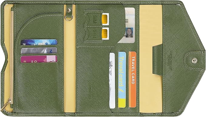 ZOPPEN Mulit-purpose Rfid Blocking Passport Holder Travel Wallet (Ver.4) Passport and Vaccine Card Holder ComboTri-fold Document Organizer Travel Essentials
