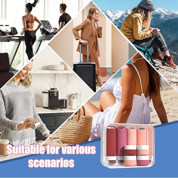 26 Pcs TSA Approved Travel Toiletry Bottles Set, Leakproof Silicone Refillable Travel Containers with Hanging Hole & Carabiner, Travel Essentials, for Shampoo Conditioner Lotion Body Wash
