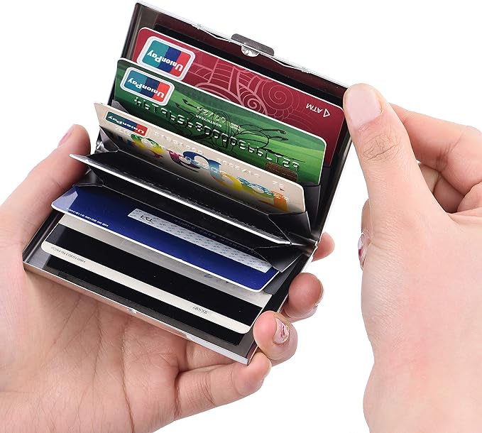 BONSYL® Credit Card Holder, RFID Blocking Slim Metal Credit Card Wallet, with Card Slots, for Women and Men. | RFID Blocking, Slim, 6 Card Slots