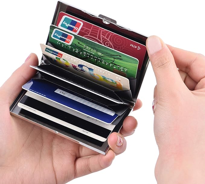 BONSYL® Credit Card Holder, RFID Blocking Slim Metal Credit Card Wallet, with Card Slots, for Women and Men. | RFID Blocking
