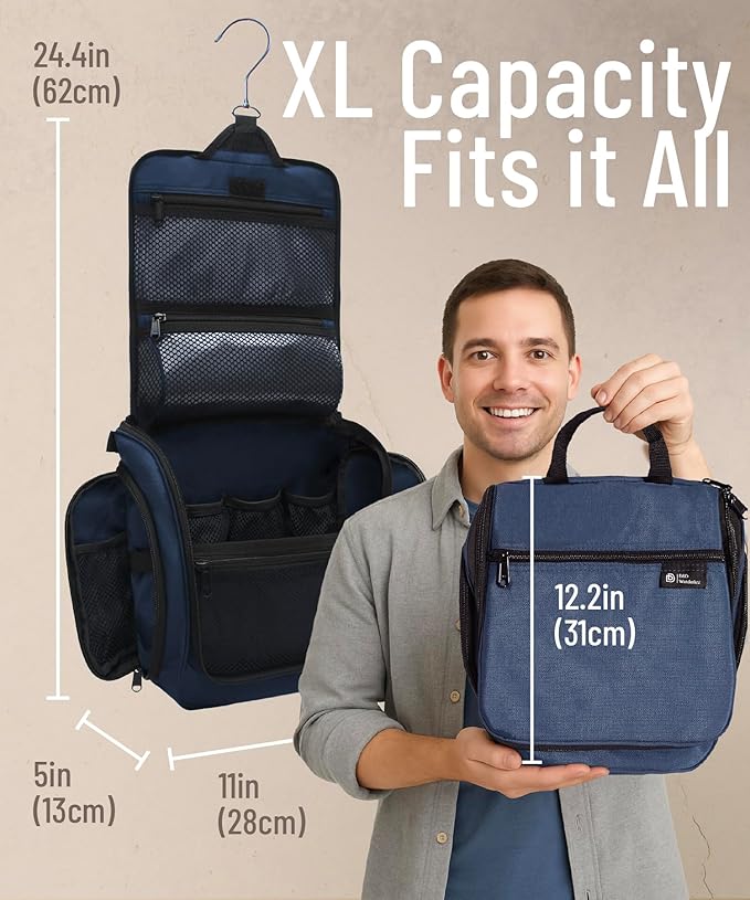 D&D Wanderlust D&D Hanging Travel Toiletry Bag for Men and Women – Cosmetics, Makeup and Toiletries Organizer Kit with 10 Compartments