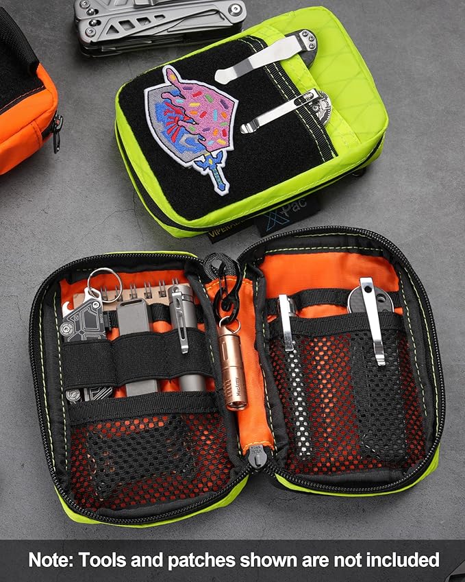 VIPERADE VE26 EDC Pouch Organizer with 11 Compartments, Small Tool Pouch with DIY Patches Area, EDC Pocket Organizer for Mutitools