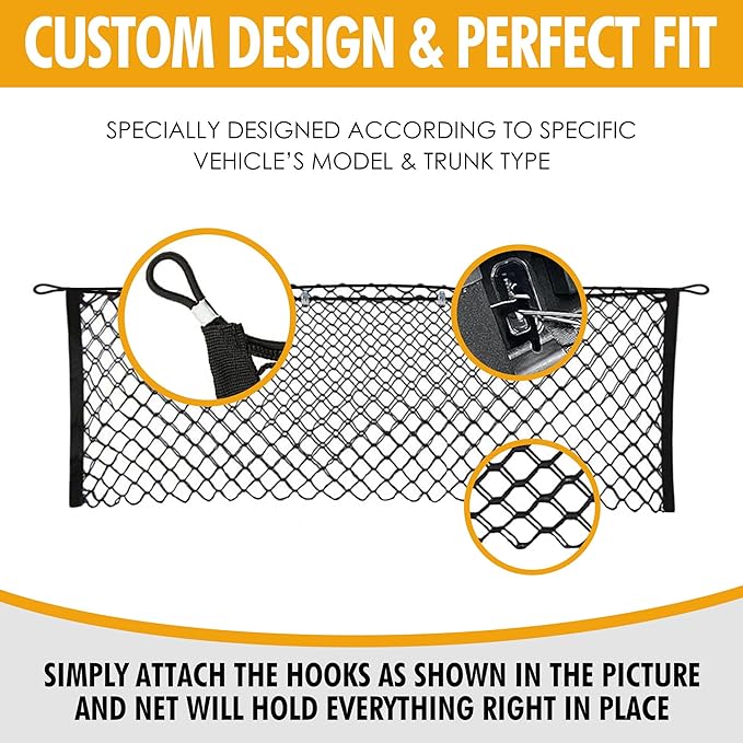 Envelope Style Elastic Trunk Cargo Net for Hyundai Santa Cruz 2022-2026 - Premium Trunk Organizers & Storage - Cargo Net for Pickup Truck Bed - Truck Bed Divider - Car Organizer for Pickup