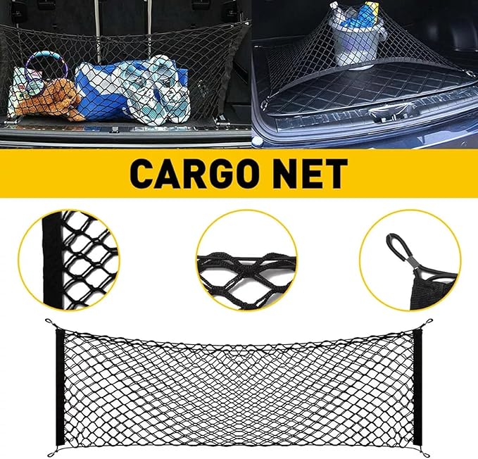 for Jeep Grand Cherokee Envelope Style Truck Bed Cargo Net - Fits 2013-2024 2025 2026 Grand Cherokee Accessories Cargo Net for Pickup Truck Bed - Heavy Duty Carabiners