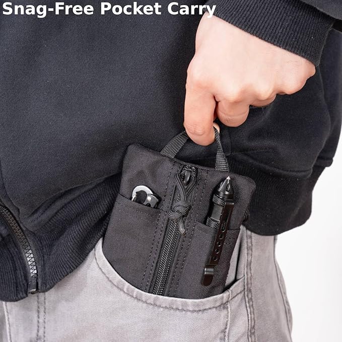 Small EDC Pouch EDC Pocket Organizer, Durable Small Tool Pouch for Men, Zippered Neck Wallet with Paracord Lanyard, Holds Flashlight, Multitool, Pen, Notebook - Tactical EDC Bag
