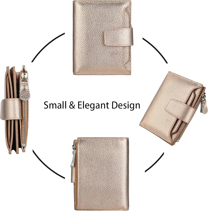 Lavemi Small Compact Women Wallet RFID Blocking Genuine Leather Bifold Purse with ID Windows