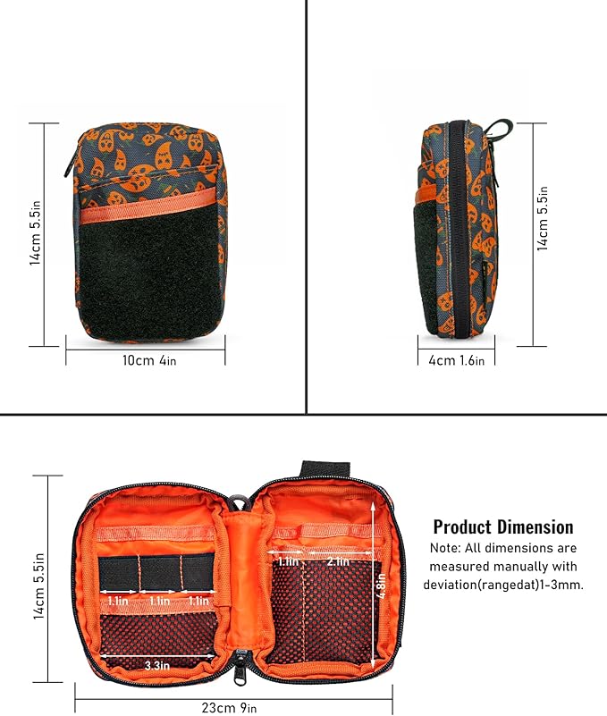 VIPERADE VE26 EDC Pouch Organizer with 11 Compartments, Small Tool Pouch with DIY Patches Area, EDC Pocket Organizer for Mutitools