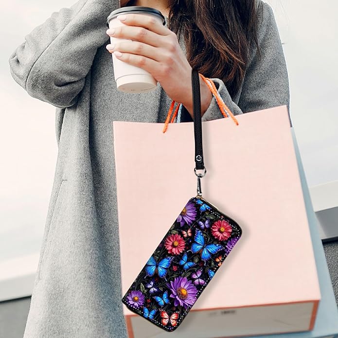 Wristlet Wallet for Women, RFID Blocking Phone Wallet, Large Capacity Zip Around Clutch, Fits iPhone 15 Pro Max, Travel Organizer Purse