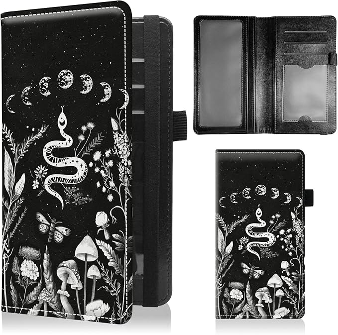Checkbook Covers for Personal Checkbook Duplicate Checks RFID Blocking Checkbook Cover for Women Men with Elastic Strap Card Slots Pen Holder - Plants and Flowers