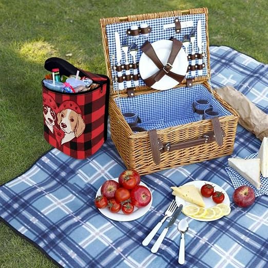 Talayituse Dog Paw Scottish Tartan Print Car Trash Can with Lid, Leak Proof Auto Trash Bag Hanging Vehicle Garbage Can Multipurpose Storage Container for Back Seat Road Trip