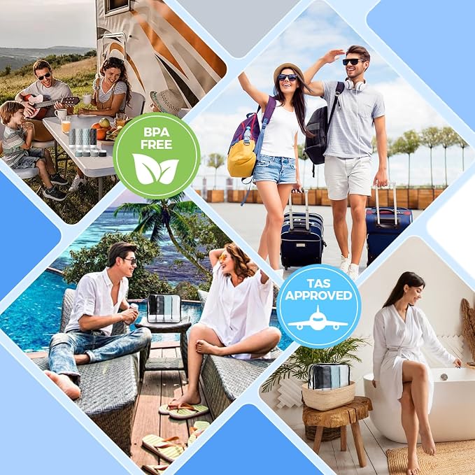 16Pack Travel Bottles for Toiletries, TSA Approved Travel Size Toiletries Containers Set, Silicone Leak Proof Refillable Bottles Elastic Sleeves Creams Jars Accessories Kit W/Clear Bag (Apricot Black)