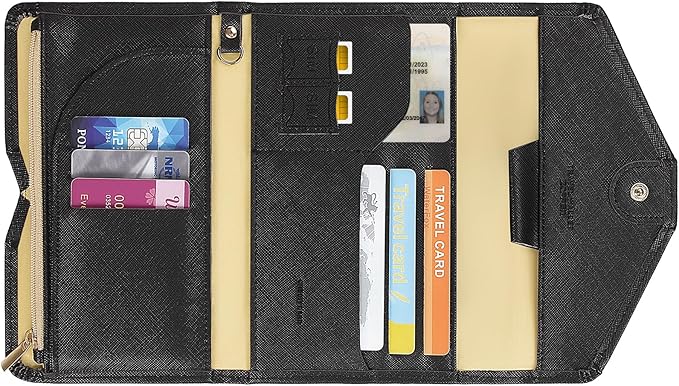ZOPPEN Mulit-purpose Rfid Blocking Passport Holder Travel Wallet (Ver.4) Passport and Vaccine Card Holder ComboTri-fold Document Organizer Travel Essentials