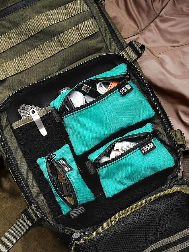 TACTICAL_GEEK Storage A5 EDC Storage Pouch Set, Molle EDC Gadget Pouch, Multi-Functional Utility Small Tool Pocket for Daily Carry (Turquoise)