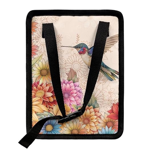 Biyejit Car Rubbish Storage Reusable Car Trash Can for Car SUVs Vans, Car Trash Bag Bin Hanging Waterproof Automotive Car Garbage Cans Leak Proof Vehicle Trash Can, Hummingbird Flowers