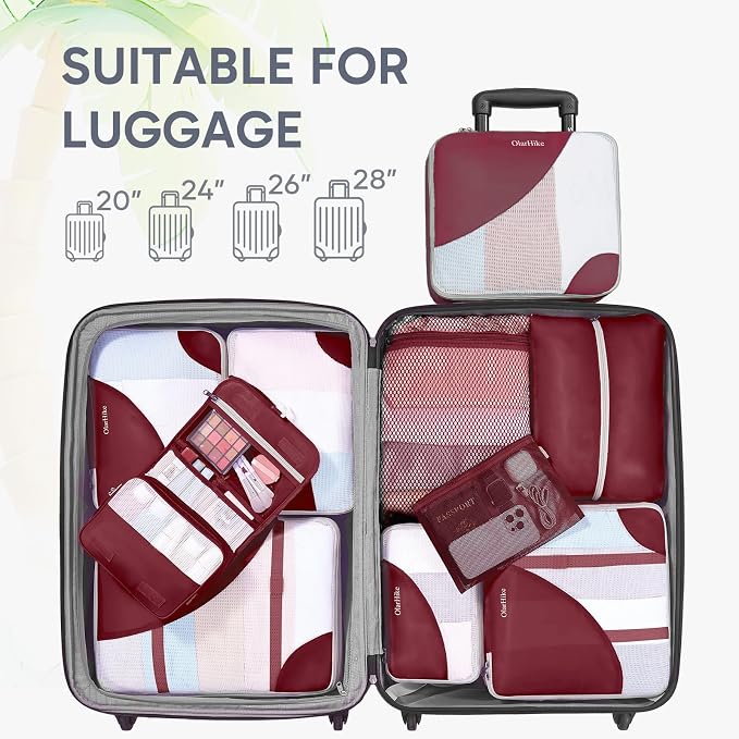 OlarHike 10 Set Packing Cubes for Travel, Gifts for Women Mom,Anti-Tearing Suitcase Organizer with Over 1000 pcs Mesh Holes,Vacation Essentials & Accessories for Cruise Ship