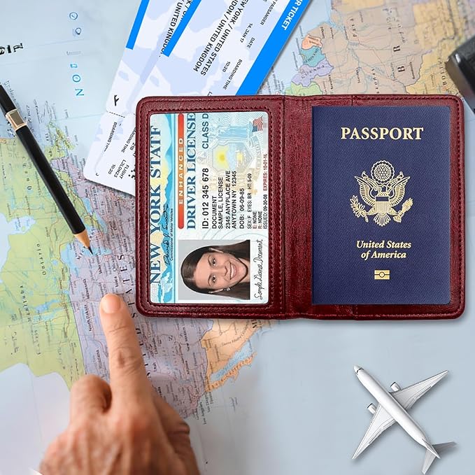 Passport Holder for Travel Essentials RFID Blocking Wallet Card Case PU Leather Passport Cover Women and Men (Coffee)