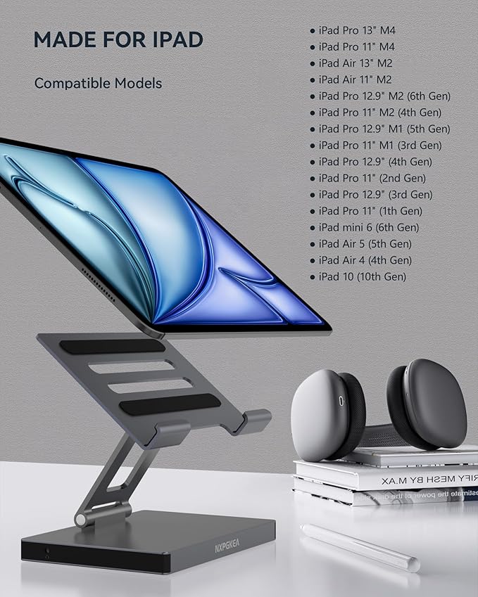 iPad Pro USB C Hub Stand, Multiport Adapter for iPad Pro M4 M3 M2 M1 13 12.9 11 Inch iPad Air Docking Station Foldable 4K 60Hz HDMI, PD Charging, SD/TF Card Reader, 3 USB 3.0, 3.5mm Audio