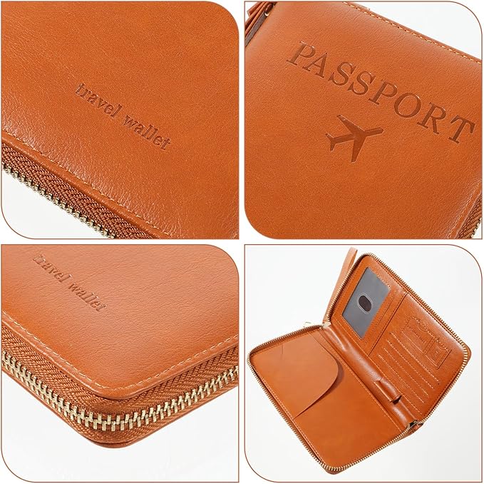 Passport Holder for Travel Women and Men RFID Passport Holder with Card Slots Holders Passports Case Passports Cover Wallet Travel Essentials Accessories for Phones Cash Boarding Passes