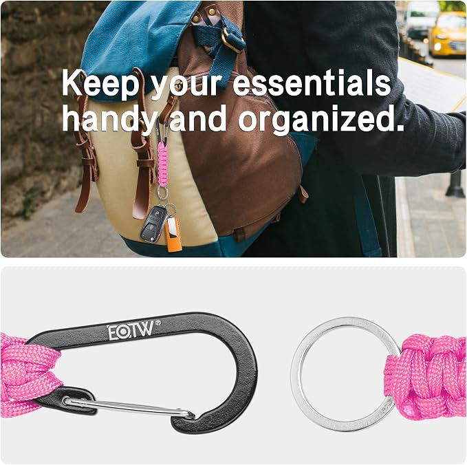 EOTW Carabiner Keychain,Paracord Keychain Small Aluminum Clip D Ring for Camping, Hiking, Fishing, Or As A Key Organizer