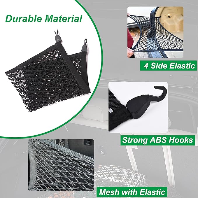 Elastic Cargo Net for SUV, Trunk Net with Hook, Car Net for Trailer, Truck Bed Netting Cover Storage,40"x 24" Stretch to 79"x43"for Universal Organizer, Luggage Cover