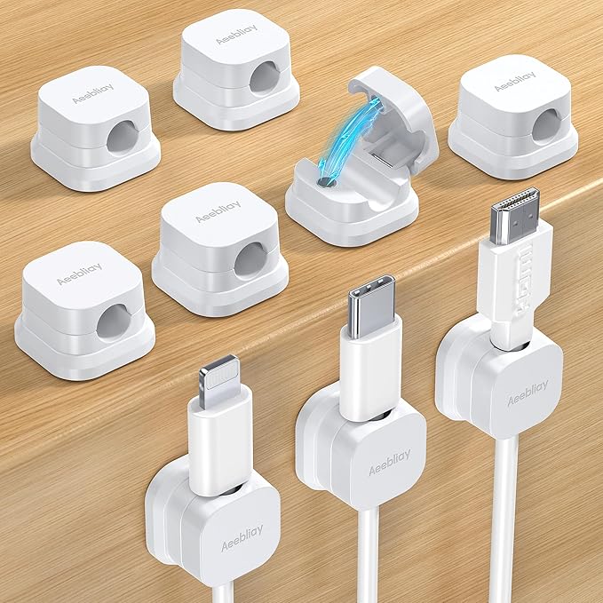 9 Pack Magnetic Cable Clips Cord Organizer,Desk Cable Management Accessories,Cord Clips,Adhesive USB Wire Holder Keeper Organizer for Home Office Desk Phone Car Wall Desktop Nightstand cable organizer