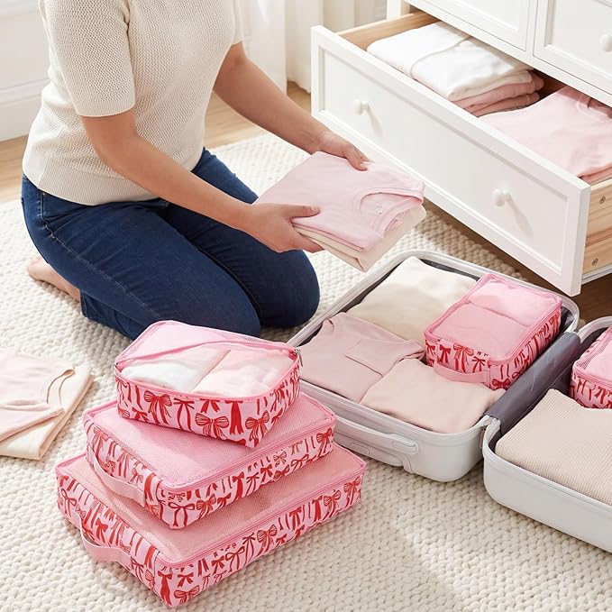 Shinylin 3 Sets Compression Packing Cubes for Travel Women Packing Cubes Set Travel Compression Bags Nylon in Various Sizes Zip Pouches for Tour Luggage Suitcase Accessories Storage
