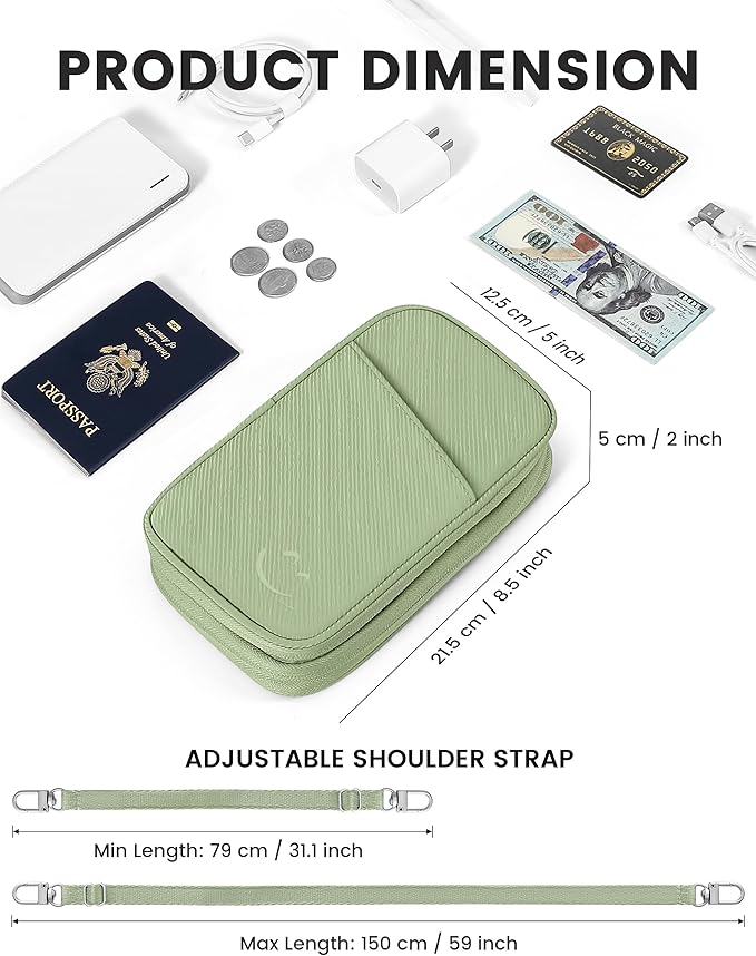 Travelkin 2-in-1 Passport Holder & Travel Organizer for Family with RFID Blocking, Multiple Passport Wallet for Men Women, Travel document holder for Credit Cards, Cash, and Electronic Essentials